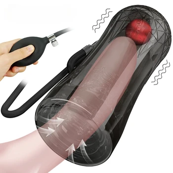 10-частотная надувная Вибрирующая чашка для мастурбации под давлением воздуха, Вакуумный сосательный минет, мужской мастурбатор, секс-игрушки для мужчин 18+