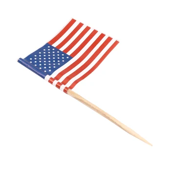 100 Зубочисток с американским флагом для украшения праздничных кексов, мини-палочек для бутербродов