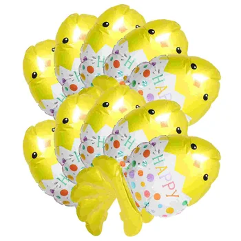 10шт Пасхальных украшений Воздушные шары из алюминиевой фольги Пасхальная тематическая вечеринка Воздушные шары Декор Яйца Воздушные шары