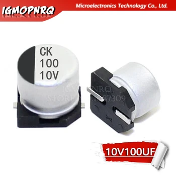 10ШТ Электролитический конденсатор 10v100uf 6,3*5,4 мм SMD алюминиевый электролитический конденсатор 100 мкф 10 В