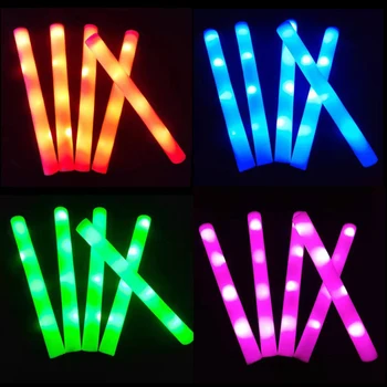 12шт Красочных светодиодных светящихся палочек RGB LED Glow Foam Stick Cheer Tube Dark Light Принадлежности для дня рождения Свадьбы