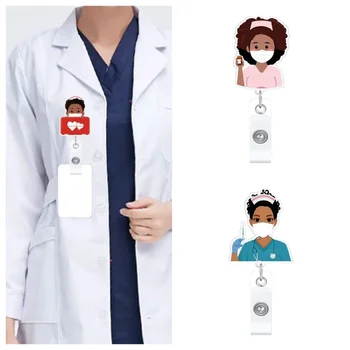 1шт Новый мультяшный медицинский выдвижной держатель для карт с поворотом на 360 ° Катушка для бейджа Медсестра Выставка Enfermera Именная карточка для девочек и мальчиков