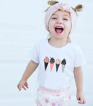 2020 Новая детская рубашка, милая футболка с принтом мороженого, одежда в стиле харадзюку для маленьких девочек, футболки для мальчиков, топы