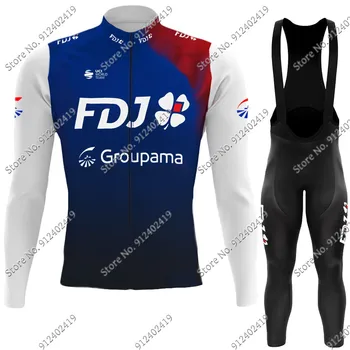 2023 FDJ Велоспорт Джерси Команда Летняя мужская одежда с длинным рукавом Костюм MTB Велосипед Дорожные брюки нагрудник Майо Ciclismo