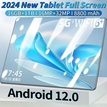 2024 Новая Глобальная версия 5G Android tablet 16GB RAM 1TB ROM 16MP + 32MP Сеть 8800 мАч Android 12,0 Wifi Bluetooth Планшет с двумя SIM-картами