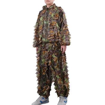 3 Костюма Лесной камуфляжный комплект со штанами Камуфляжный костюм с капюшоном из ткани джунглей для полевых работ