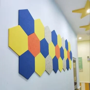 3D Шестиугольные самоклеящиеся наклейки на стены, Звукоизоляционная панель, кабинет, Конференц-зал, Детская комната, Декор стен, Войлочный красочный настенный орнамент