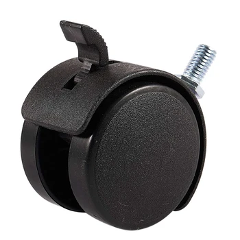 3X Мебельный поворотный запирающий ролик с винтовым стержнем диаметром 8 мм, колесо диаметром 2 дюйма, черное