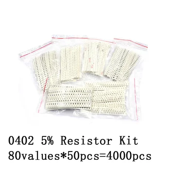 4000 шт. Набор резисторов 0402 SMD Ассорти 10 ом-1 М Ом 5% 80valuesX 50 шт. = 4000 шт. Набор образцов