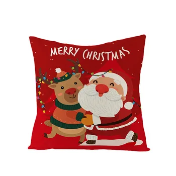 45X45 СМ, льняной рождественский чехол для подушек с изображением Лося, Санта-Клауса, Диванной подушки с принтом, чехла для дивана для гостиной, декоративных подушек