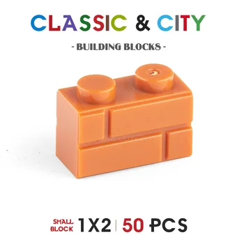 50шт детских цветных игрушек из строительных блоков с мелкими частицами и высоким кирпичом 1x2 Клетчатый строительный блок Детские игрушки