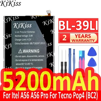 5200 мАч KiKiss Мощный аккумулятор BL-39LI BL39LI Для Itel A56Pro A56 Pro Для аккумуляторов мобильных телефонов Tecno Pop4 Pop 4 (BC2)
