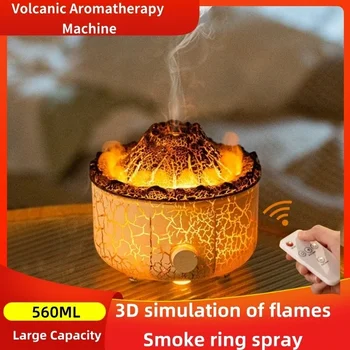 560 мл Увлажнители для Ароматерапии Диффузоры с 3D имитацией Пламени Увлажнитель воздуха Кольцо Дыма Распылитель Комнатного аромата С дистанционным управлением