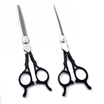 6-дюймовые Ножницы для стрижки волос Прямыми Филировочными Профессиональными Парикмахерскими инструментами Машинка для стрижки волос Black 440C hairdressing