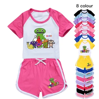 Garden of Banban, Одежда для маленьких девочек, Летняя Пижама, Хлопковая футболка Gabby Cats с коротким рукавом + шорты, костюм, Комплект спортивной одежды для мальчиков