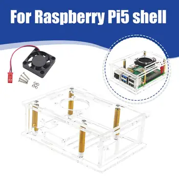 GeeekPi Raspberry Pi 5 Чехол С вентилятором Raspberry Pi 5 Вентилятор С корпусом Pi Акриловый Чехол для вентилятора Raspberry 5 Радиаторы W4V0