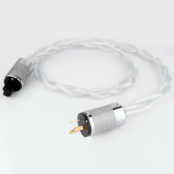 HiFi серебряный кабель питания 5N OCC монокристаллический аудиофильский усилитель переменного тока США/ЕС ЦАП фильтр из углеродного волокна с родиевым покрытием штекер