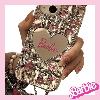 Ins Barbie Зеркальный Чехол для Мобильного Телефона Love для Iphone 15Promax 14 13 12 11 Pro Xs Max Xr 6 7 8 Plus Защитный Чехол Для Телефона Для Девочек
