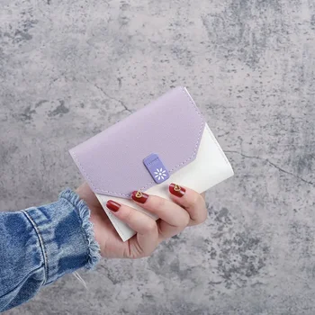 ins новая корейская версия маленькой сумочки, женская короткая складная простая модная женская сумка для карточек, мини-кошелек в три сложения