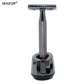 iRAZOR Classic для безопасного бритья с двойным лезвием, бритва для волос на лице с подставкой, набор инструментов для ручного удаления бороды и усов для мужчин в подарок