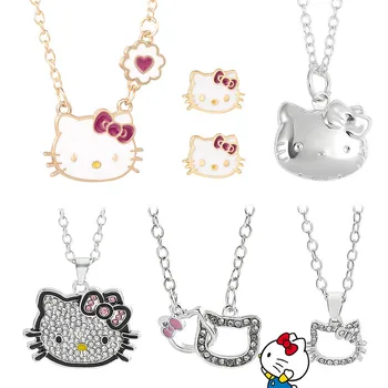 Kawaii Мультфильм Аниме Ожерелье Кулон Серьги Kuromi Girls Heart Kt Cat Light Роскошные Высококачественные ювелирные изделия Фестиваль Рождественский подарок