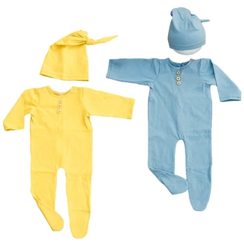 L5YF, 2 шт. /компл., детское боди, комплект шляп, реквизит для фотосъемки новорожденных, комбинезон, кепка, одежда для фотосъемки младенцев, наряды