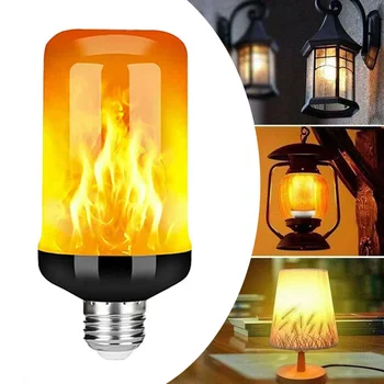 LED E27 4-Режимная Лампа С Динамическим Эффектом Пламени, Многорежимная Креативная Кукурузная Лампа, Декоративная Лампа, Бар, Ресторан Отеля, Вечеринка