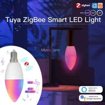 MOES Zigbee Светодиодная лампа E14 Candle Lamp Smart 5W RGBCCT 2200-6500K С Регулируемой Яркостью Tuya Alexa Google Voice Control