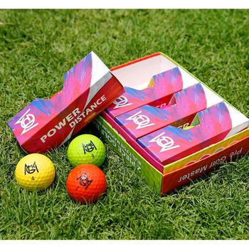 PGM Golf Color Play Ball Трехслойный Тренировочный мяч Для игры в гольф Цветной мяч, Основной 2-слойный мяч Вращается Меньше и быстрее, 12 шт. / Коробка