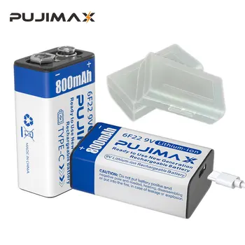 PUJIMAX Новый Литий-ионный Аккумулятор 9V 800mAh TypeC 6F22 Литиевые Батареи Для Мультиметра Микрофон Игрушечный Пульт Дистанционного Управления KTV
