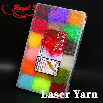 Royal Sissi 18colors wholeset диспенсер для дубляжа лазерной пряжи Senyo для завязывания мух из волосяного волокна для вязания мух с серпантином