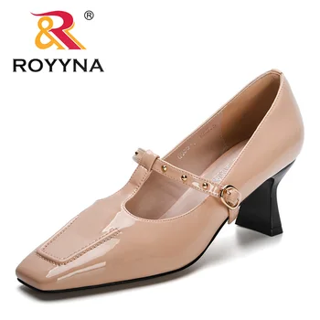 ROYYNA / 2023 Новая дизайнерская рабочая обувь; женские туфли на толстом каблуке с квадратным носком; Профессиональная нескользящая гостиничная обувь на мягкой подошве; Женская обувь;