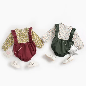 Sanlutoz/ Осенне-весенние хлопковые боди для новорожденных девочек, милая одежда принцессы с цветочным рисунком, комбинезоны с длинными рукавами