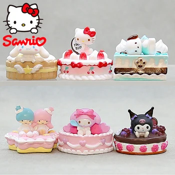 Sanrio 3 см Фигурка My Melody в стиле аниме Кавайный торт Cinnamoroll Kuromi Hello Kitty Cat Action Collection Подарки Игрушки для Детей