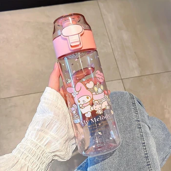 Sanrio 550 МЛ Чашка Для Воды Детская Портативная Пластиковая Kawaii Kuromi Cinnamoroll Melody Спортивная Бутылка Для Воды Большой Емкости На Открытом Воздухе
