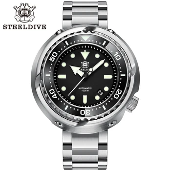 STEELDIVE Design SD1978 Diver Watch Корпус из нержавеющей стали 316L 1000 М 100 бар Водонепроницаемость Япония NH35 Автоматические Наручные Часы с Тунцом