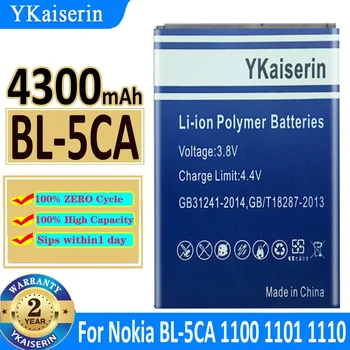 YKaiserin BL-5CA 4300 мАч Сменный Аккумулятор Для Nokia 1100 1101 1110 1110i 1112 1200 1208 1209 1280 1600 Мобильный Телефон Bateria