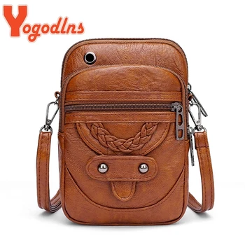 Yogodlns Многофункциональная маленькая сумка через плечо из мягкой искусственной кожи для женщин, винтажная сумка через плечо, кошелек для наличных, сумка для мобильного телефона