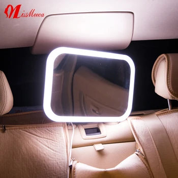 Автомобильное детское акриловое зеркало со светодиодной подсветкой, Небьющийся пластик, свободно регулируемое освещение, Косметическое зеркало для макияжа со светодиодной подсветкой длительного действия