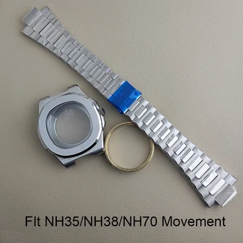 Аксессуары для часов NH35 Case 41 мм серебряный корпус часов сапфировое стекло С браслетом Из нержавеющей стали Подходит для механизма NH35 NH36 NH70