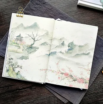 Антикварная коробка формата А5 С чернилами В китайском стиле, креативный Дневник в твердом переплете, Цветная Иллюстрация страницы, Учетная запись, Подарочная книга Стационарная