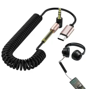 Аудиоадаптер USB C Type C с разъемом 3,5 мм, выдвижной адаптер для наушников AUX, Гибкий аудиокадр для наушников, автомобильный стереодинамик