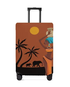 Африканский женский пейзаж на закате, Слон, защитный чехол для багажа, Дорожные принадлежности, Чемодан, Эластичный пылезащитный чехол, защитный рукав