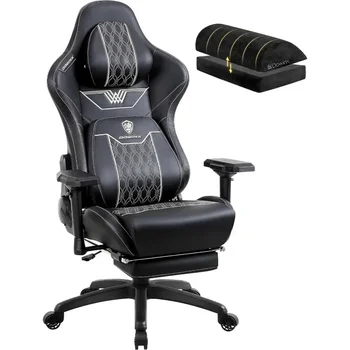 Большое и Высокое Игровое кресло Dowinx с подставкой для ног, Высокой спинкой Эргономичное Офисное кресло с Удобным подголовником и поясничной поддержкой