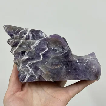 Большой натуральный кристалл мечты-аметист, Голова дракона, Череп, Драгоценный камень ручной работы, Рейки, исцеляющий камень чакры, украшение дома
