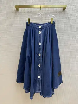 В 2023 году новая длинная юбка-полукомбинезон. Темпераментный стиль студенточки, снижающий возраст, однобортный дизайн