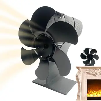 Вентилятор для плиты с тепловым приводом, 6 листьев, Экологичная бесшумная циркуляция, вентилятор с тепловым приводом, бесшумная работа, Неэлектрическая термоэлектрическая дровяная печь