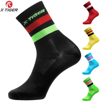 Высококачественные профессиональные велосипедные носки X-TIGER, мужские и женские дышащие спортивные велосипедные носки, компрессионная одежда для гоночных велосипедов