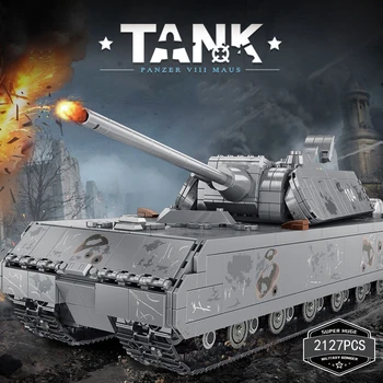 Германия Военные кирпичи Мировые войны Panzer VIII Maus Танк Batisbrick Строительный блок Автомобиль WW2 Армейские фигурки Игрушки для подарков