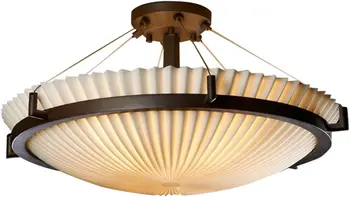 Групповое освещение PNA-9682-35- PLET-DBRZ-LED5-5000 Porcelina-Кольцевой 27-дюймовый абажур с круглой чашей в виде полумаски-Темная бронза-Складки-LED